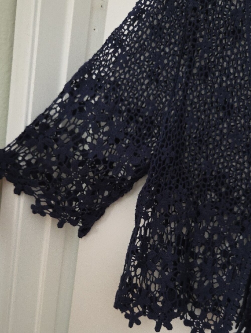 Rabbit Rabbit Rabbit Navy Crochet Floral-Edge Button Cardigan - Picture 4 of 11